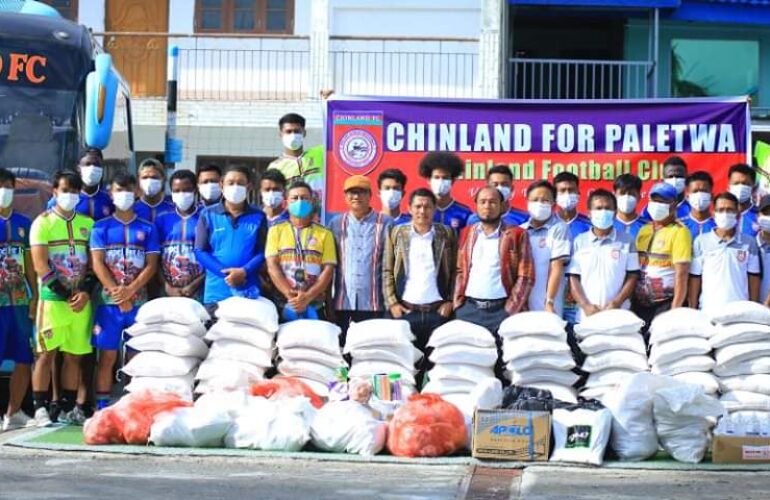 Chinland FC မှ Chinland for PALETWA  အစီအစဉ်တွင် စစ်ဘေးရှောင်ပြည်သူများအား ပထမအကြိမ် သွားရောက်ကူညီလှူဒါန်းခဲ့